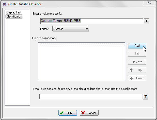 图T15.38  Adding the List of Classifiers in the Create Statistic Classifier Dialog (把分类器列表添加到创建统计分类器对话框中)