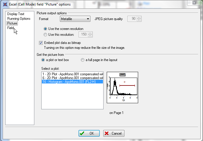 图T9.27  Excel (Cell Mode) field "Picture" options Dialog (Excel(单元格模式)"图片"字段选项对话框) 