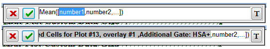 图T16.7  Top: Select number 1 for Replacement with a Token.
Bottom: Pasting the Copied Token to Replace the Function Reference. (上图: 选中第1个数值，准备将其替换为一个标记。下图: 粘贴复制的标记，取代函数中的参数)