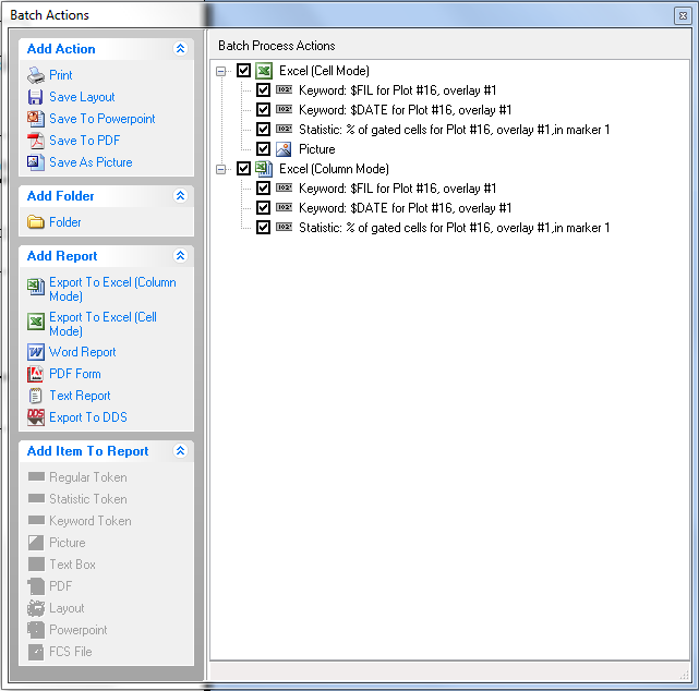 图T9.34  Batch Actions Dialog with Actions Pasted to Excel (Column Mode) (批操作对话框中粘贴到Excel(列模式)中的批操作)