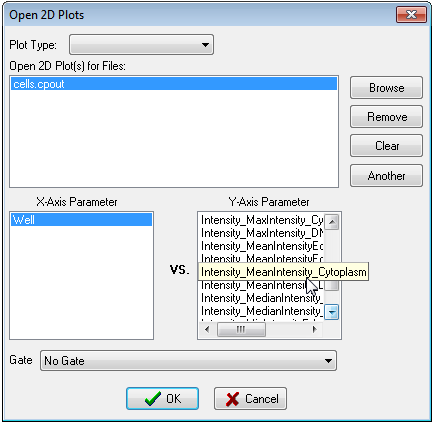 图T24.10  Opening a Heat Map and Choosing the Y-Axis Parameter from the Open 2D Plots Dialog (打开热图，然后从"打开二维绘图"对话框中选择Y-轴参数)
