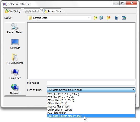 图T18.17  Choosing DNS Data Stream Files (选中DNS数据流文件)