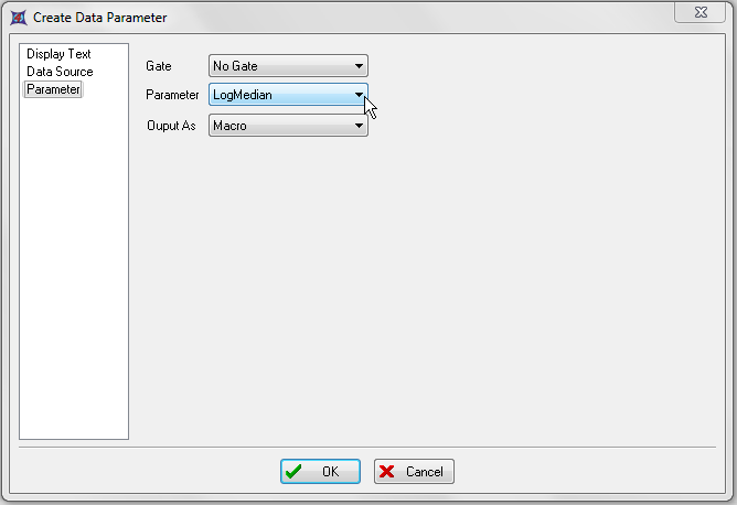 图T27.12  Choosing LogMedian as the X Value Parameter (选中LogMedian作为X值参数)