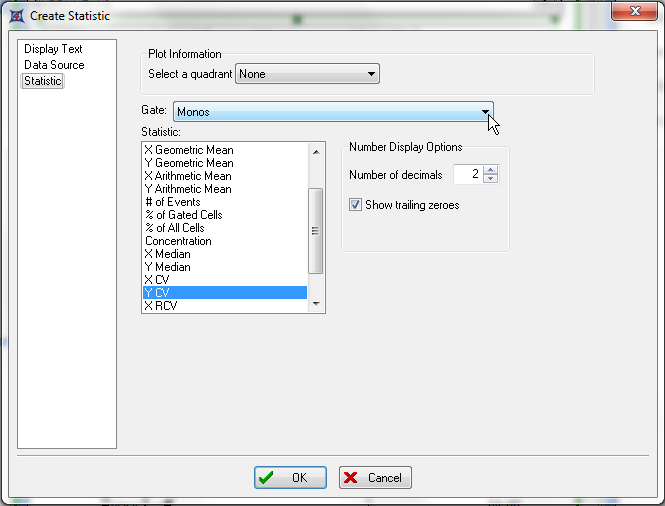 图T17.43  Create Statistic Dialog for Monos CV (为单核细胞群变差系数创建统计对话框)