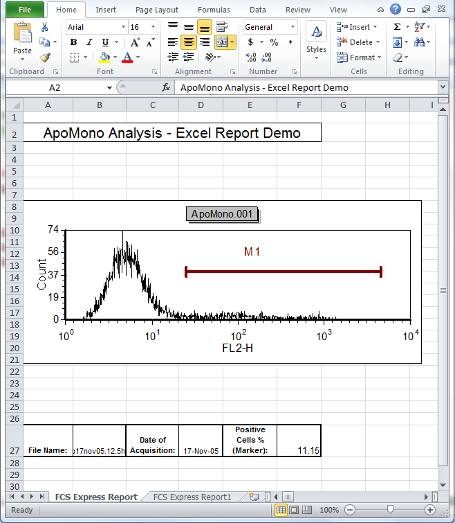 图T9.30  First Sheet of the Final Excel Report from the Batch Processing (批处理后生成的最后Excel报表，第一页)