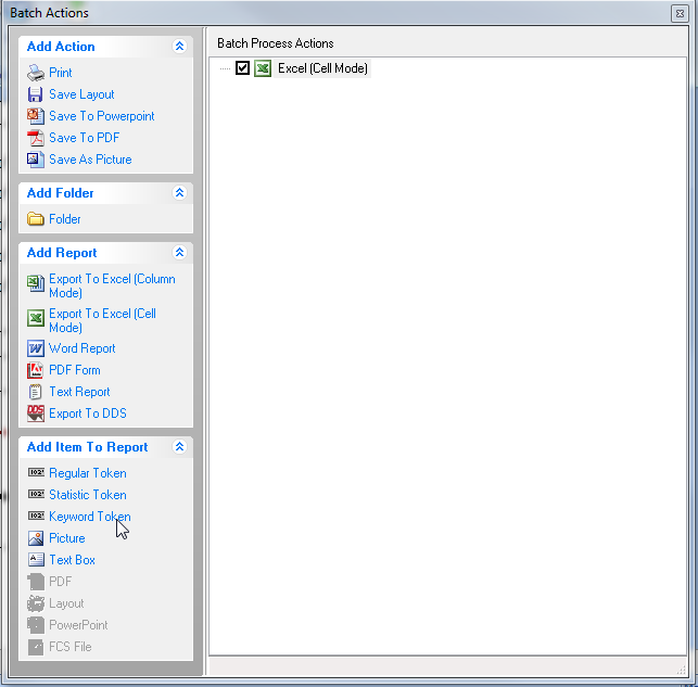 图T9.15  Batch Actions Window with the Export To Excel Action (列有导出到Excel操作的批操作窗口)