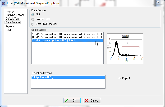 图T9.16  Excel (Cell Mode) field "Keyword" options Dialog (Excel(单元格模式)"关键字"字段选项)对话框