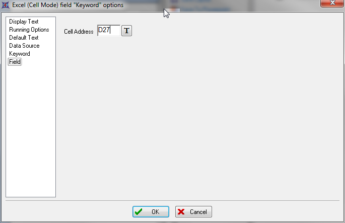 图T9.22  Cell Address Field Defined for Batch Export of $DATE Keyword to Excel (为把$DATE关键字批导出到Excel中所定义的单元格地址字段)