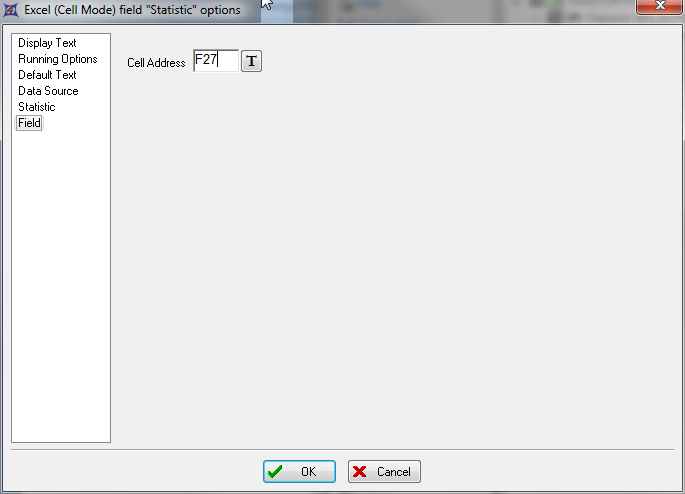 图T9.25  Setting the Excel Cell Address (设置Excel单元格地址)