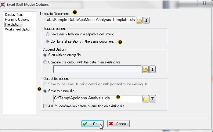 图T9.13  Excel (Cell Mode) Options Dialog (Excel(单元格模式)选项对话框)