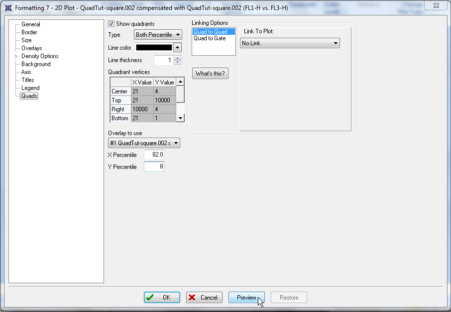 图T6.12  Using Preview while Setting Percentile Quadrant Values (设置百分比象限值时使用预览)
