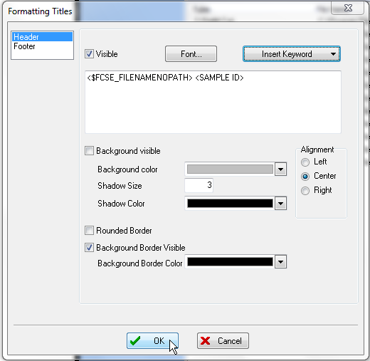 图T10.22  Final Selection of Options on the Formatting Titles Dialog (格式化标题对话框上最终的选项设置)