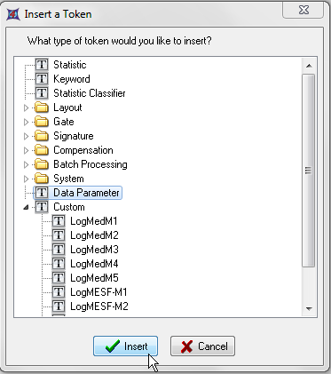 图T27.10  The Insert a Token Dialog with Data Parameter Selected (插入标记对话框以及选中的数据参数)
