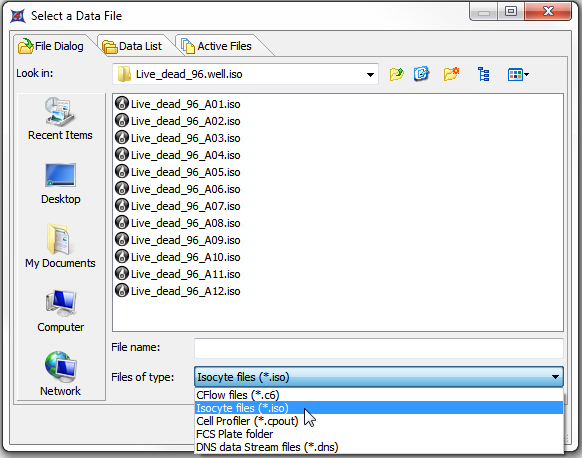 图T25.4  Choosing an IsoCyte file for a Heat Map (为热图选择IsoCyte文件)