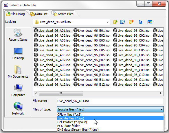 图T25.13  Choosing an IsoCyte File for a Heat Map (为热图选择一个IsoCyte文件)