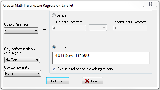 图T27.18  Defining Parameter Math for Column A in the Regression Line Fit Custom Data (为回归线性拟合自定义数据中的A列定义参数数学)