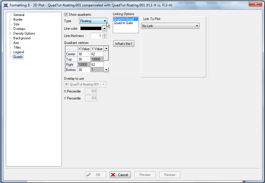 图T6.7  Quads Category of the Formatting Dialog (格式化对话框中的象限类别选项)