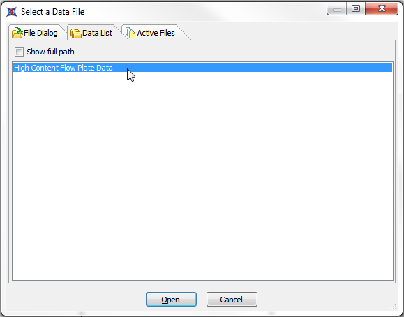 图T18.3  Choosing a Data File from the Data List Tab (从数据列表标签中选择一个数据文件)