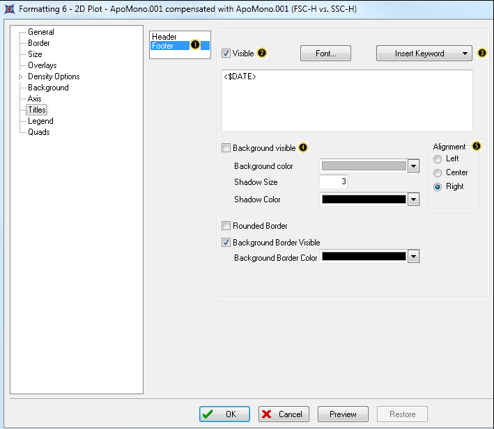 图T3.18  Formatting Titles Category (Footer) (格式化标题选项(脚标题))