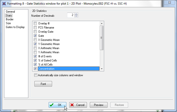 图T22.13  Stats Category of the Statistics Window Format Dialog (统计窗口格式对话框中的统计类别选项)