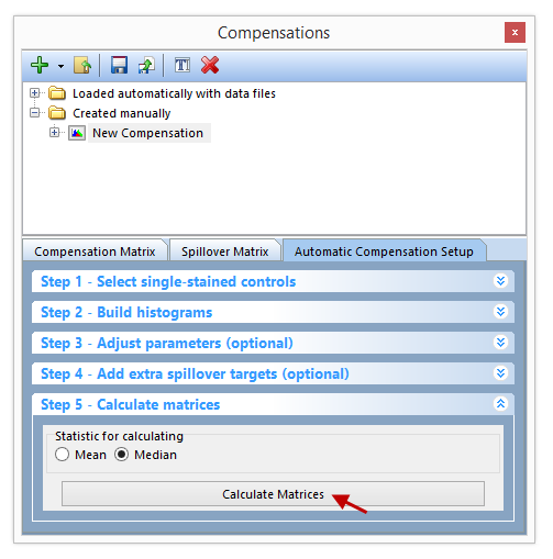 Figure T8.17 - Click the Calculate Matrices button to complete your automatic compensation setup.