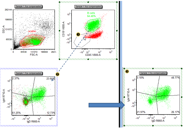 Figure T29.10 Gating a plot by dragging and dropping a gate from another plot Figure T29.10 Gating a plot by dragging and dropping a gate from another plot