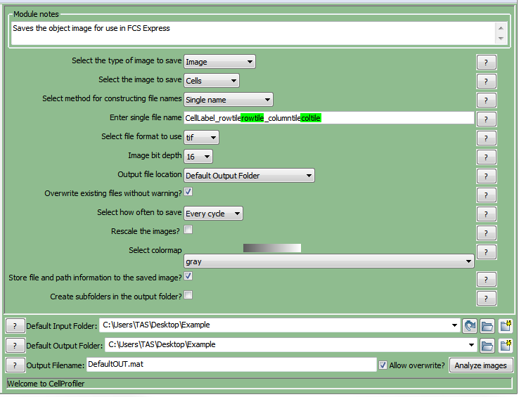 Figure T24.46  Defining the SaveImages Module