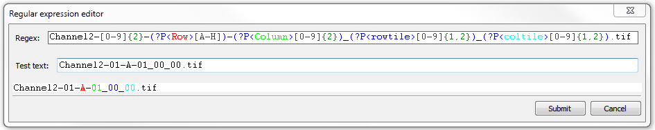 Figure T24.57  Setting up a Regular Expression in the LoadImages Module for a multiple field plate based experiment.