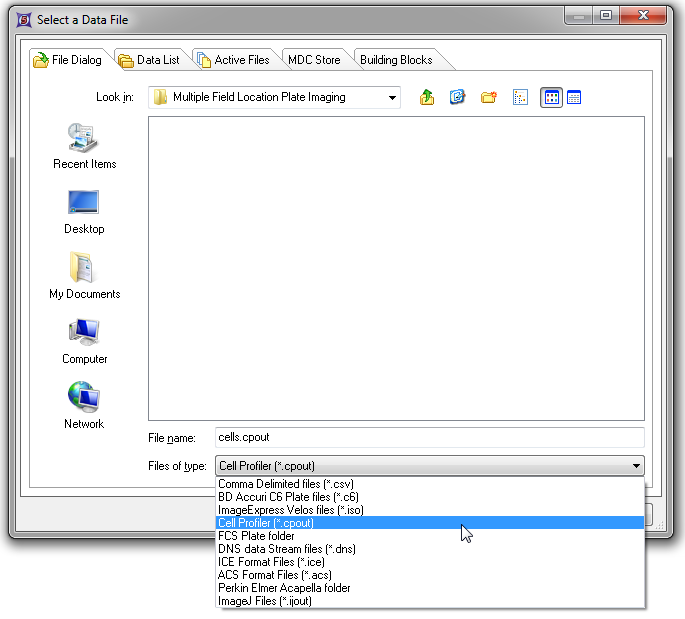 Figure T24.63  Choosing CellProfiler Files