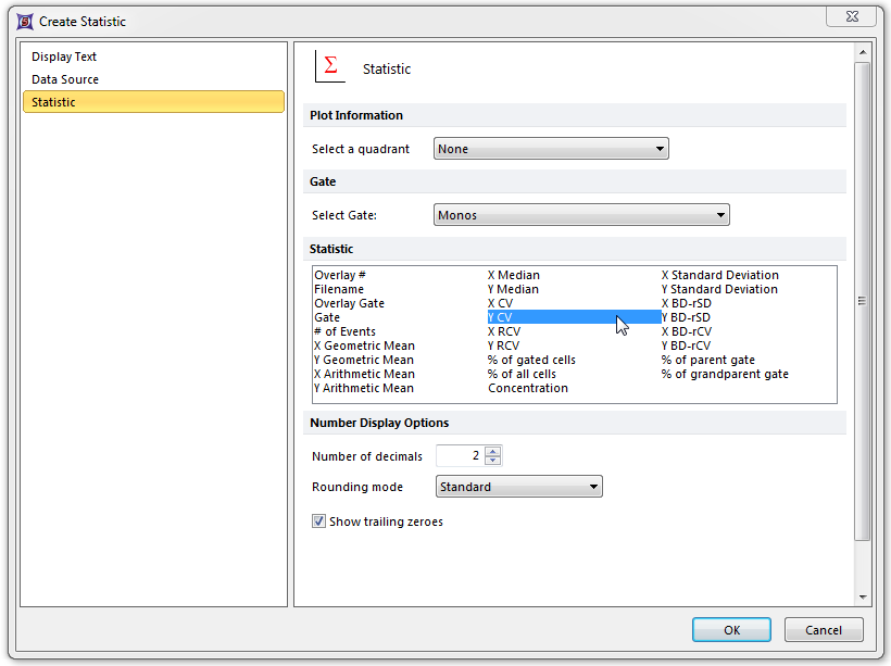 Figure T17.44  Create Statistic Dialog for Monos CV