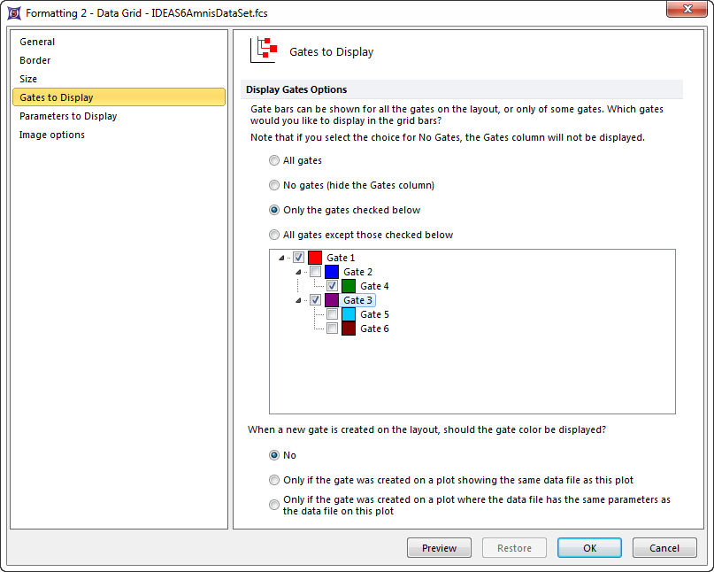 Figure 8.87 Formatting gates to display in a Data Grid