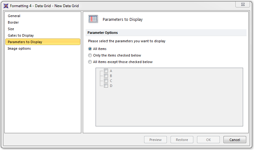 Figure 8.91 Formatting parameters to display in a Custom Data Grid
