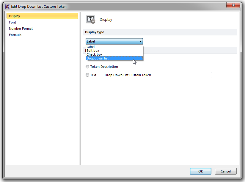 Figure T5.57 - Choosing the Dropdown list display type from the drop down list. 
