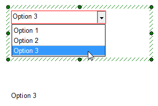 Figure T5.59 - The text "Option 3" appears underneath the selected Dropdown list Custom Token display type because "Option 3" is selected from the list.