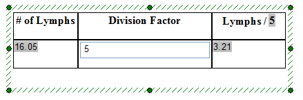 Figure T5.46- The token display type for the division factor is now an editable box denoted by the blue box surrounding the token value. 