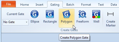 Figure T29.7 Selecting a gate shape from the Gating tab of the ribbon Figure T29.7 Selecting a gate shape from the Gating tab of the ribbon