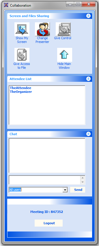 Figure 30.5  Collaboration Window with a Meeting in Progress