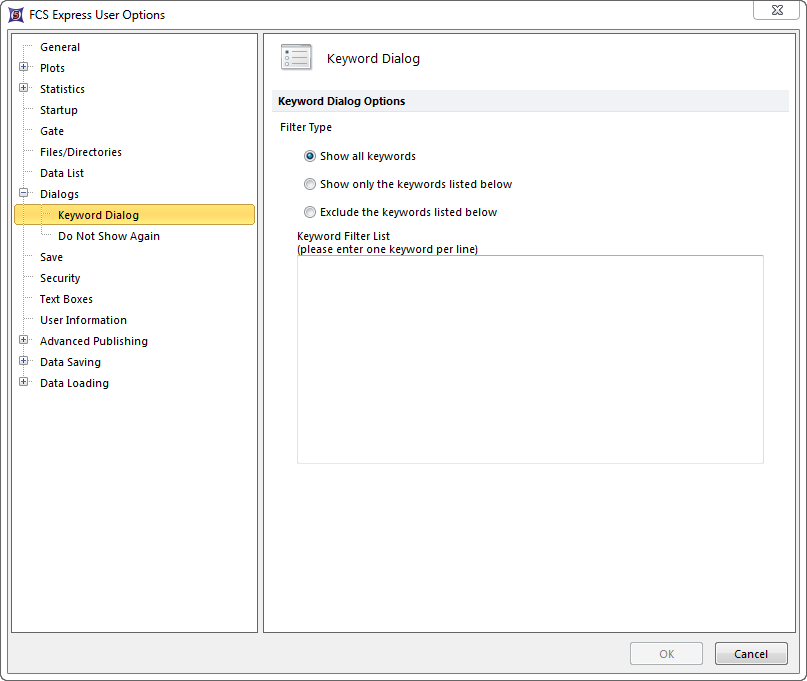 Figure 8.25  Keyword Dialog Preferences