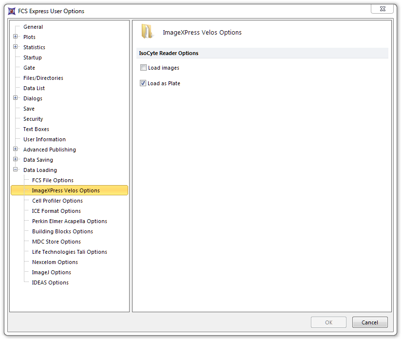 Figure 8.35  IsoCyte Data Loading Options