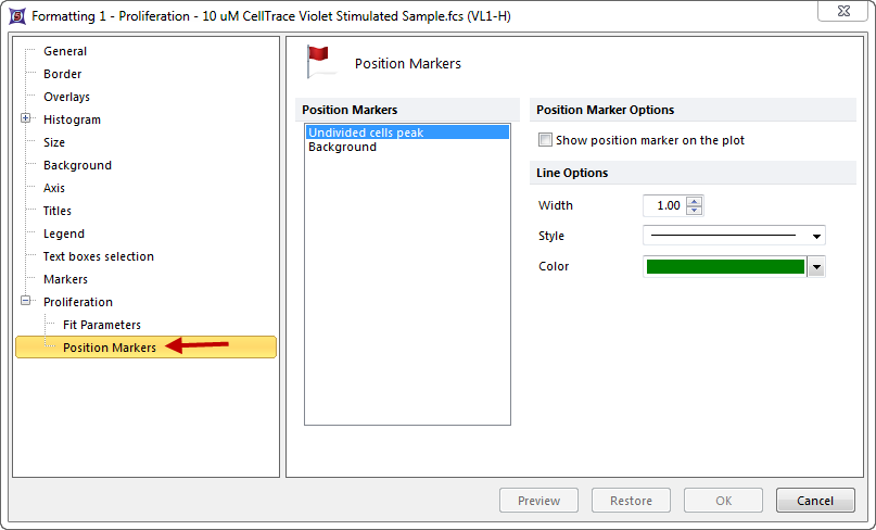 Figure 26.3  Formatting Proliferation Position Markers