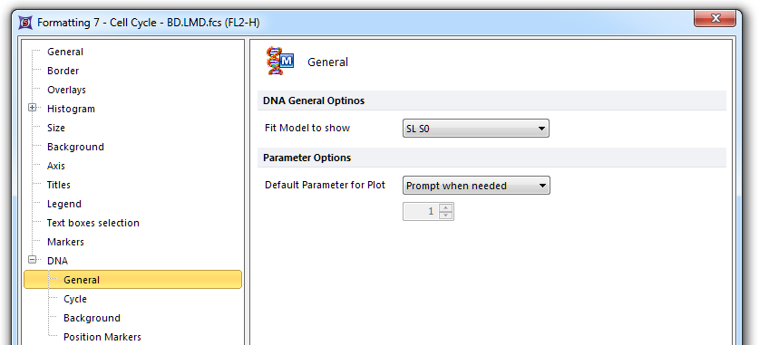 Figure 25.2  Formatting a DNA histogram - general options
