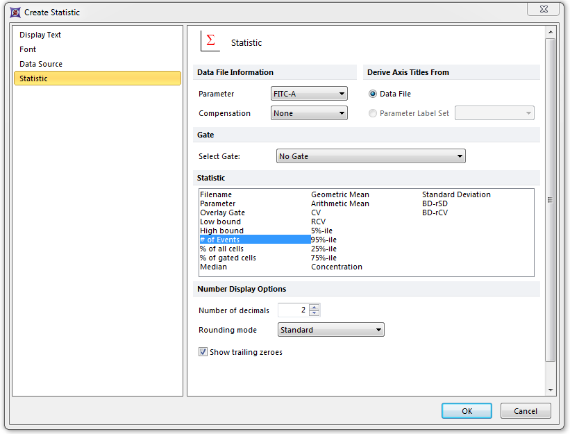 Figure 19.11  Statistic Options - FCS File as a Data Source