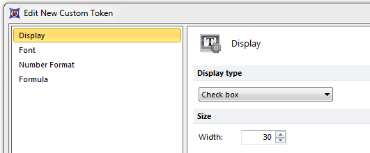 Figure 19.45 The custom token display type is set to Check box.