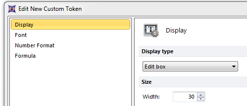 Figure 19.42 The custom token display type is set to edit box.