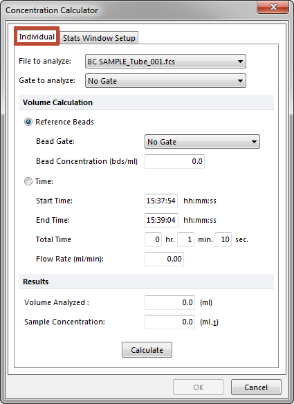 Figure 13.1  Concentration Calculator - Individual Tab