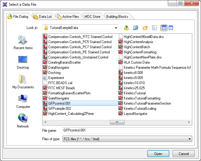Figure T2.2  Select a Data File Dialog