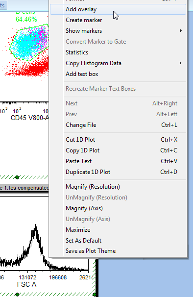 Figure T29.18 Adding an overlay to the histogram by right clicking on the plot and choosing "Add Overlay" Figure T29.18 Adding an overlay to the histogram by right clicking on the plot and choosing "Add Overlay"