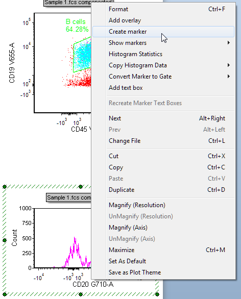 Figure T29.26 Right-clicking on the histogram to add a marker Figure T29.26 Right-clicking on the histogram to add a marker