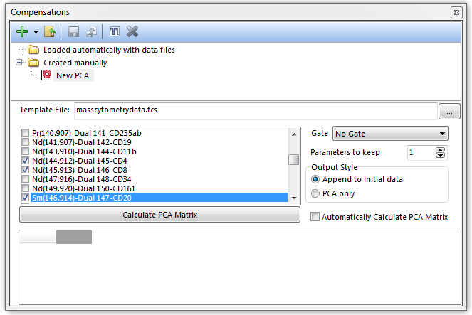 Figure 16.27 Unchecking the Automatically Calculate PCA Matrix box will defer calculating the PCA matrix.