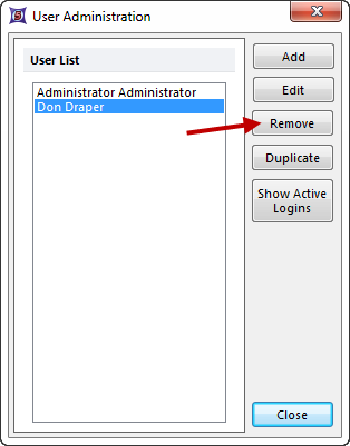 Figure 32.7 Removing a Security User